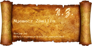 Nyemecz Zomilla névjegykártya